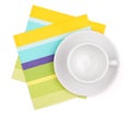 Empty white cup on placemat