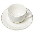Empty white cup on plate isolated Royalty Free Stock Photo