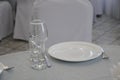 Empty white dinner plate on a table Royalty Free Stock Photo