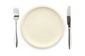 Empty white dish knife and fork Royalty Free Stock Photo