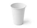 Empty white disposable plastic cup on white background Royalty Free Stock Photo