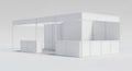 Empty White Exhibition Booth 3D Render Royalty Free Stock Photo