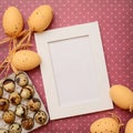 Empty white frame with Easter eggs