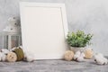 Empty white frame on the wall background. The concept of design and font inscriptions and image placement Royalty Free Stock Photo