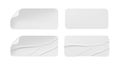 Empty white glued crumpled stickers