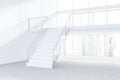 Empty white industrial hall with stairs Royalty Free Stock Photo