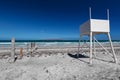 Empty white lifeguard post facing the sea Royalty Free Stock Photo