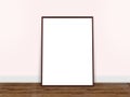 Empty white modern style photo frame on composition pink pastel