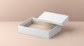 Empty White Box With Lid Rests on Pastel Background Indoors Royalty Free Stock Photo