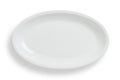 Empty white oval plate on white background, clipping path includ