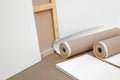 Empty white painter canvases and canvas roll - painters program