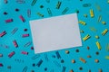 Empty white paper note frame border of school stationery supplies. Copy space for your text or Educational greeting Royalty Free Stock Photo