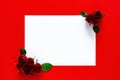 Empty white paper for text with red roses of two coner Royalty Free Stock Photo