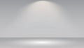 Empty white photo studio interior background. Gallery Interior with shine illuminated spotlight. Realistic empty white wall Royalty Free Stock Photo