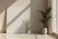 empty white picture frame standing on the floor in a minimalist appartement