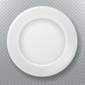 Empty white plate. Food clean ceramic porcelain plate, top view of dish or bowl kitchen cooking vector illustration Royalty Free Stock Photo