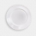 Empty white plate isolated, Kitchen realistic clean food dish bowl. Vector illustration of top view on ceramic plate Royalty Free Stock Photo