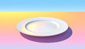 Empty white plate on a multicolored surface Royalty Free Stock Photo