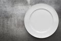 Empty White Plate over Gray Slate Top View