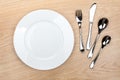Empty white plate with silverware Royalty Free Stock Photo
