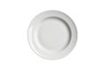 Empty White Plate Sits on Black Background, Ready for Food. Minimalist Table Setting Royalty Free Stock Photo