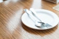 empty white plate on table Royalty Free Stock Photo