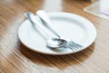 empty white plate on table Royalty Free Stock Photo