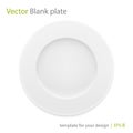 Empty white plate. Vector isolated on white.