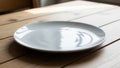 Empty White Plate on Wooden Table - AI-generated Royalty Free Stock Photo