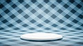 Empty White Platform on Blue Striped Pattern Studio Background Royalty Free Stock Photo