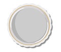 Empty white porcelain plate with golden border. Vector isolated illustration Royalty Free Stock Photo