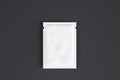 Empty white product packet on dark background. 3D Rendering