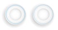 Empty white realistic plates with blue ornaments. Table setting and serving dishes. Vector