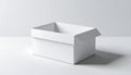 Empty white rectangular cardboard box with open top and flaps visible image photo Royalty Free Stock Photo