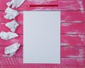 Empty white rectangular sheet of paper and red wooden pencil Royalty Free Stock Photo