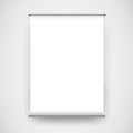 Empty white roll up banner display on wall Royalty Free Stock Photo