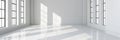 Empty White Room Background, Clean Blank Interior Mockup, Empty Space with Windows Royalty Free Stock Photo