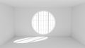 Empty white room with big round window Royalty Free Stock Photo