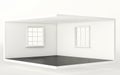 Empty white room with black floor and two windows, interior for design and decoration. 3d render