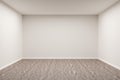 Empty white room with blank walls and brown hardwood floor - presentation or gallery architecture background element