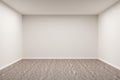 Empty white room with blank walls and brown hardwood floor - presentation or gallery architecture background element