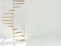 Empty white room with circular staircase. Royalty Free Stock Photo