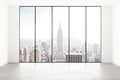 Empty white room with city view Royalty Free Stock Photo