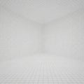 Empty White Room with Grid Lines on Walls and Floor Creating a Wireframe Perspective interior Royalty Free Stock Photo