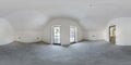 Empty white room with mansard without repair and furniture. full spherical hdri panorama 360 degrees in interior room in modern Royalty Free Stock Photo