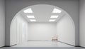 empty white room modern space interior 3d render many rooms are connected with arch shape door