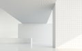 Empty white room modern space interior 3d rendering image Royalty Free Stock Photo