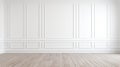 empty white room modern space interior with wooden floor 3d rendering Royalty Free Stock Photo