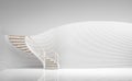 Empty white room modern space and spiral stair 3d rendering image