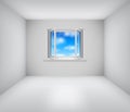 Empty white room with open window Royalty Free Stock Photo